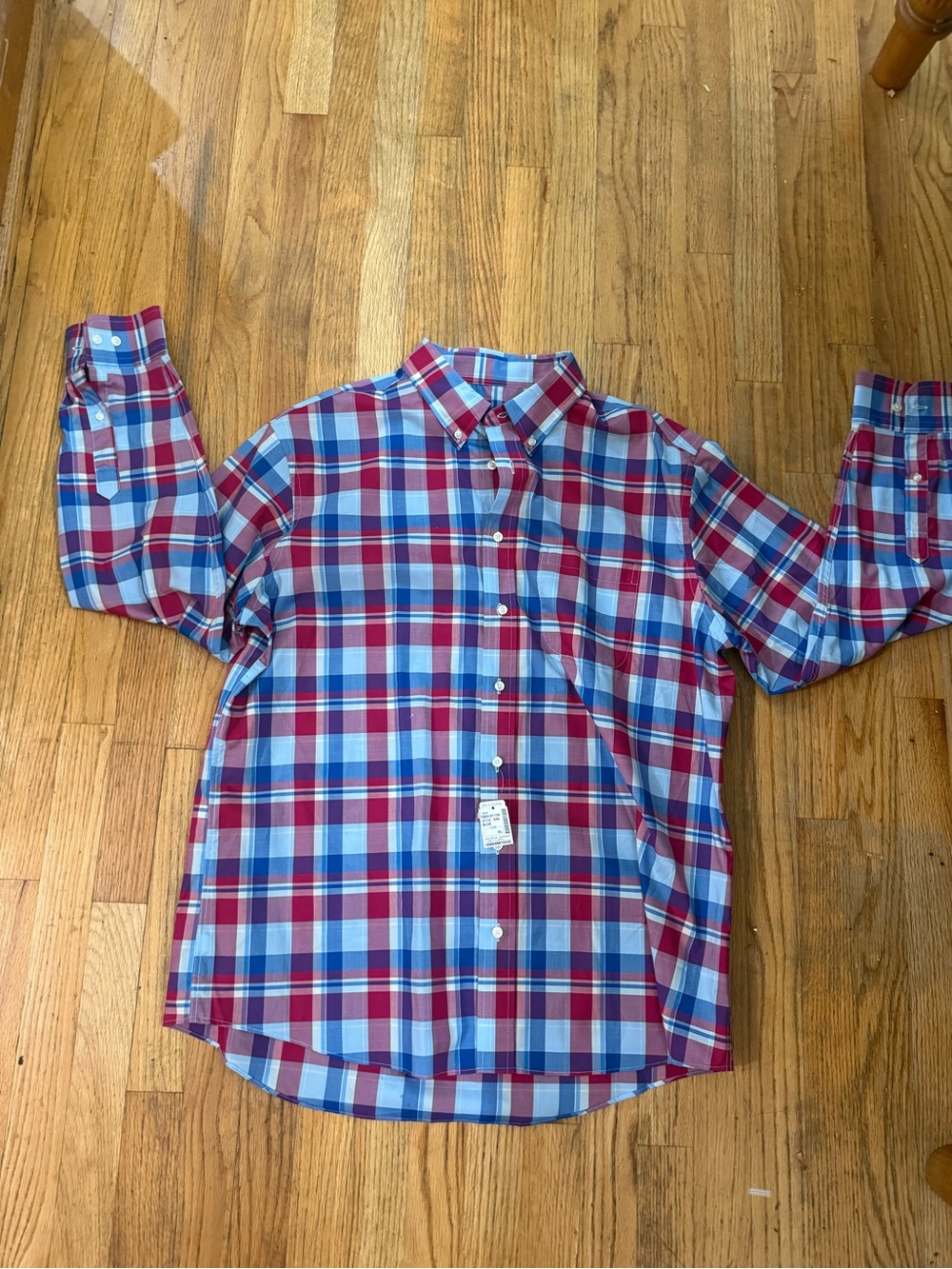 Jos. A Bank Executive Collection Men's XL Red and Blue Plaid Button-Down Shirt